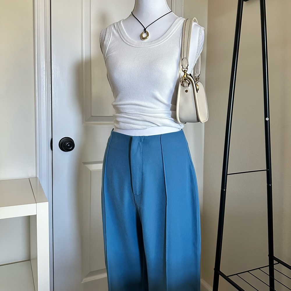 Stylish Blue High-Waisted Pants
